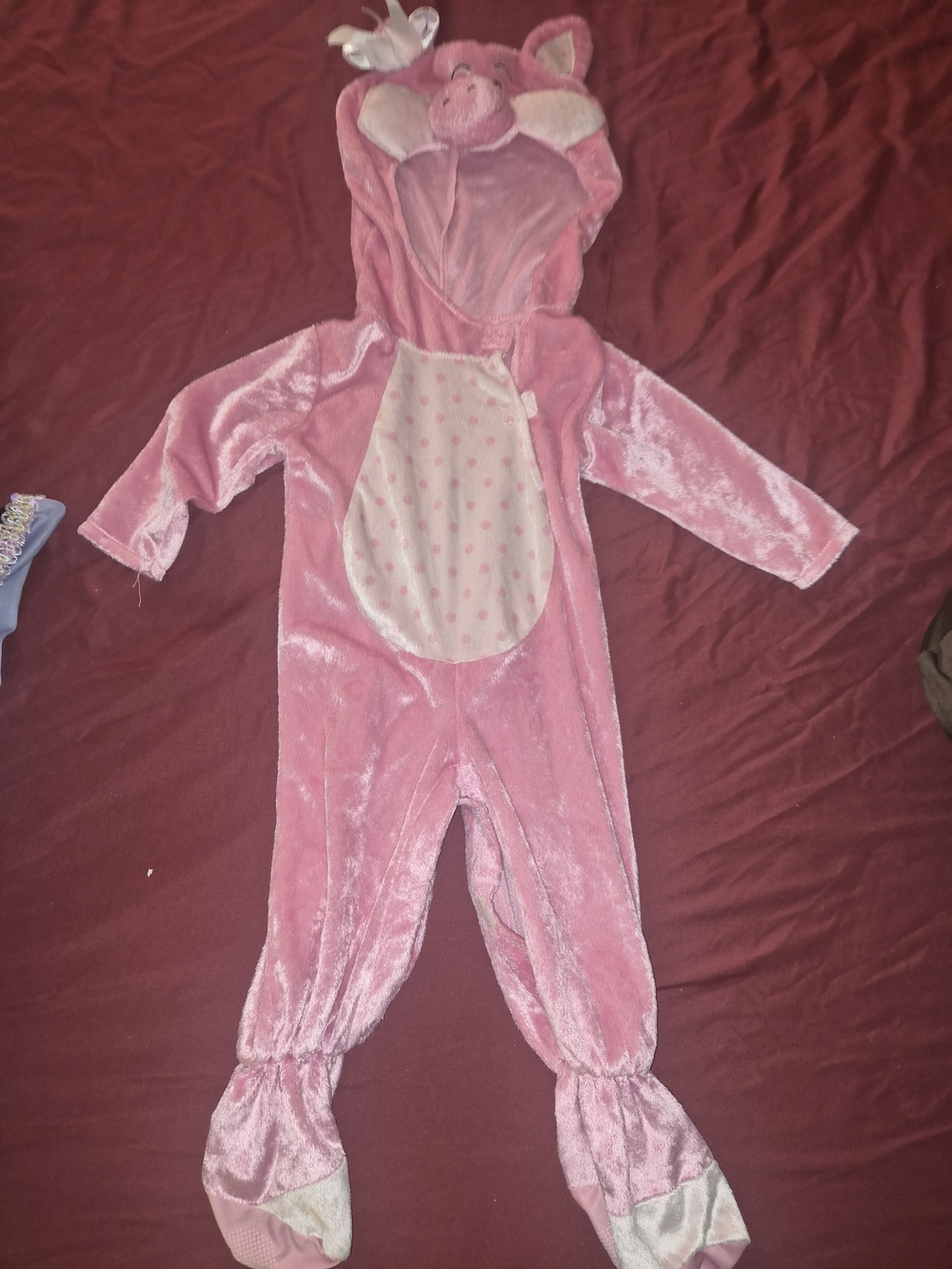 Baby Pink Pig Costume 6-12 Months Plush Hooded Halloween Jumpsuit
